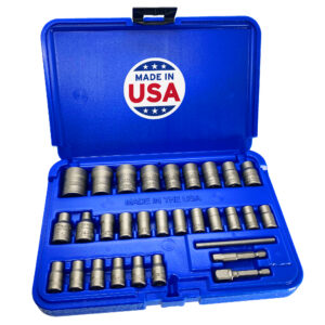 30 Piece Extraction Socket Set - ¼" and ⅜" Drives - Made in USA