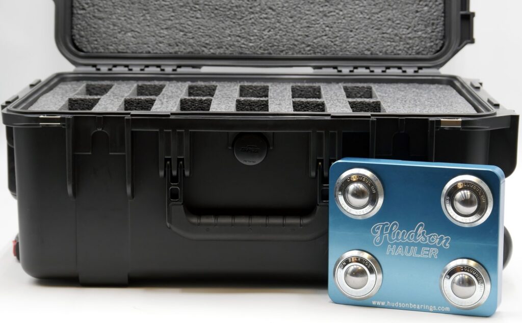 Hudson Hauler skate with its 12-unit rolling carry case